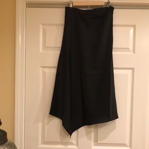 Reiss black satin midi skirt